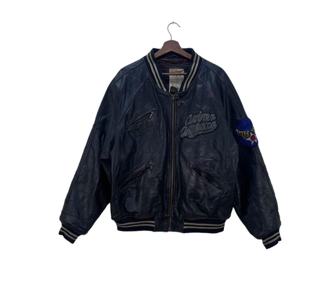 Vintage Avirex Track Field Big Logo Leather Jacket - Etsy Israel