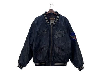 90s AVIREX USA Leather Mohawk MLB Baseball University All Stars