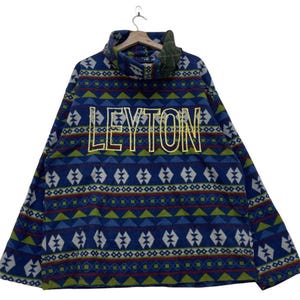 Vintage 90s Full Print Native Leyton House Pullover  Turtle Neck Collar Jacket