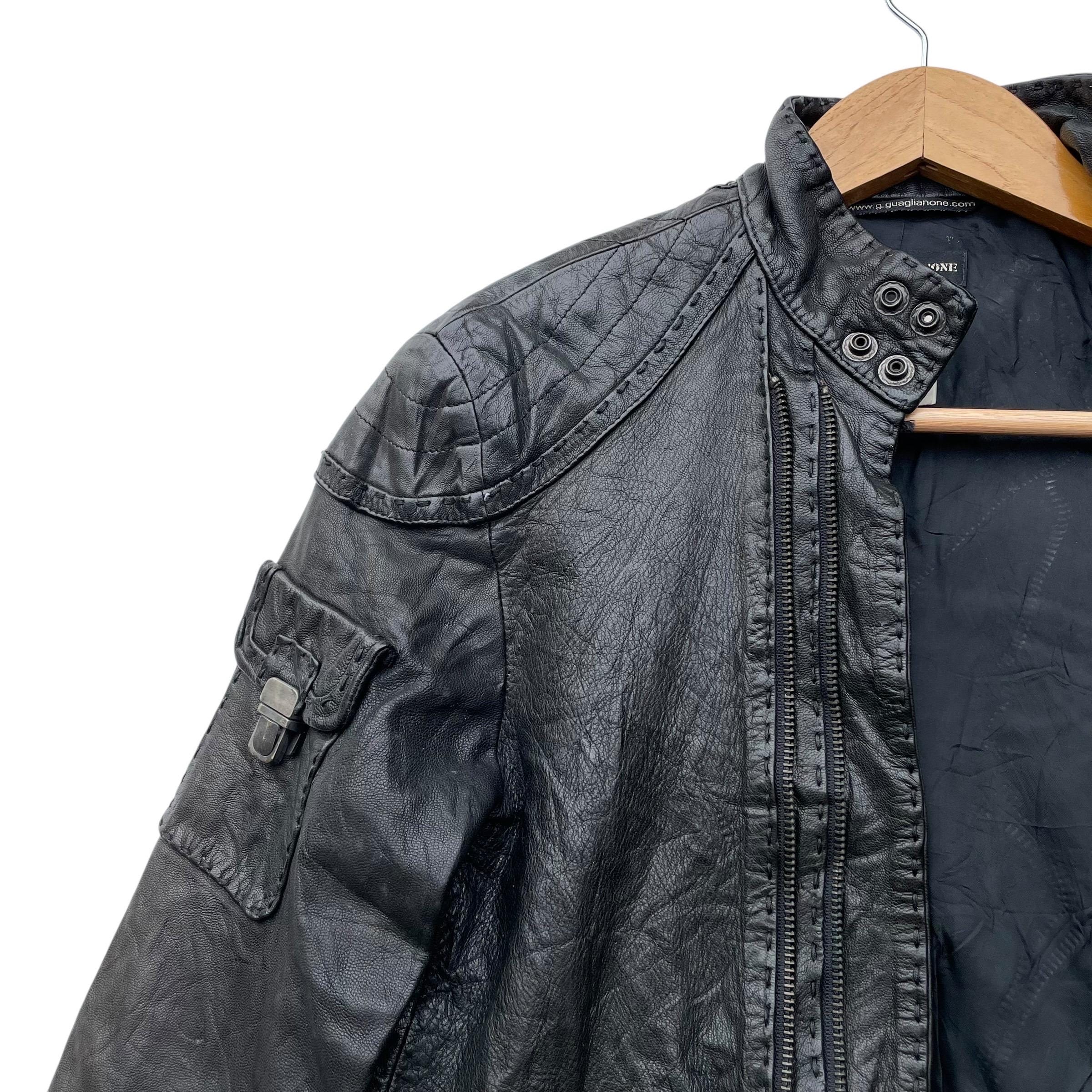G.guaglianone Stitching Genuine Leather Biker Jacket - Etsy Denmark