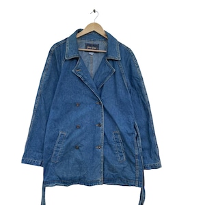 Vintage Guess Jeans Denim Belted Jacket Made In Usa SIze Medium