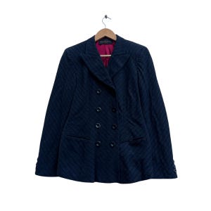 Vintage Donna Karan New York Double Collar Stripe Femme Jacket