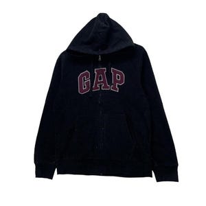 Vintage Gap Spell Out Big Logo Fleece  Hooded Jacket Size Medium