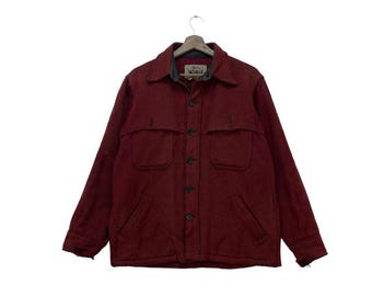 Vintage 90s Woolrich Aztec Wool Zipper Jacket Native Navajo Red