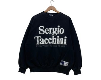 Vintage Sergio Tacchini Spellout Gran Logo Sudadera Tamaño Grande