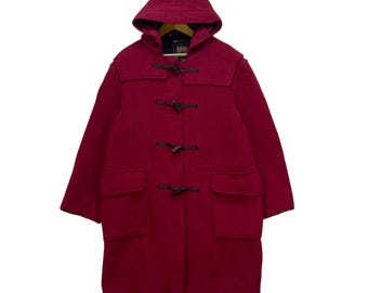 Gloverall Duffle England Coat Toggle Plaids Button Jacket Navy