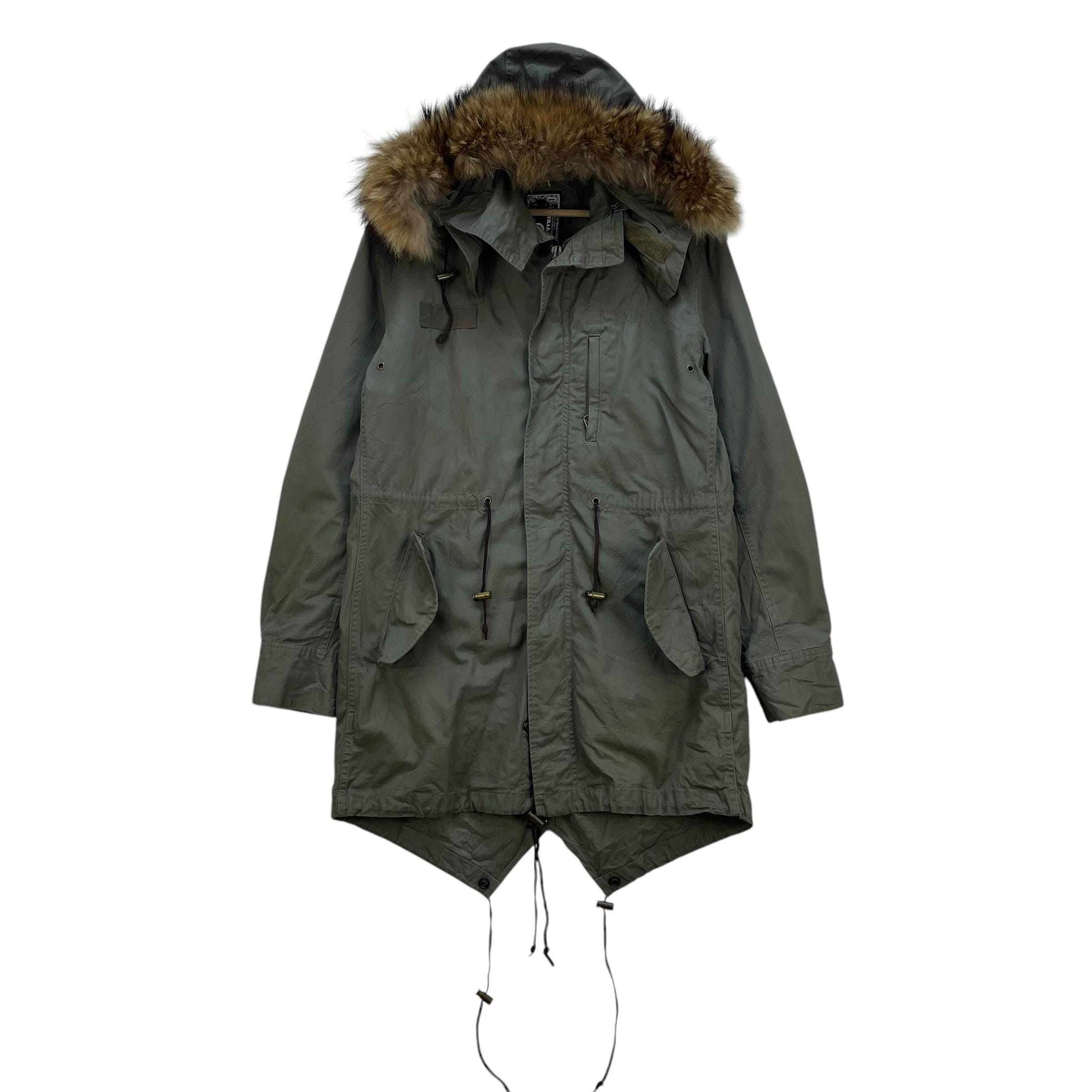 Made in Japan beige military jacket with fur collar
