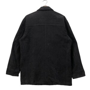 May include: A black long-sleeved jacket with a button-up front and a collar. The jacket is made of a soft, textured fabric.
