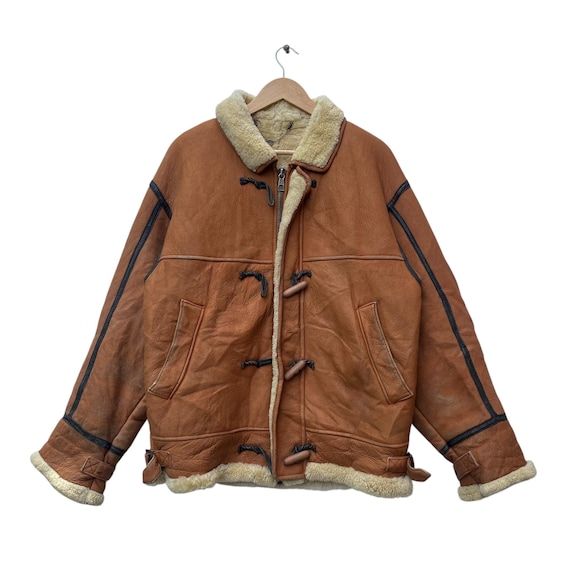 Vintage Sheepskin Leather Sherpa Toggles Button Jacket - Etsy