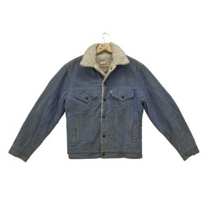 Vintage 70s Levis Corduroy White Tag Shearling Warm Jacket Size Small