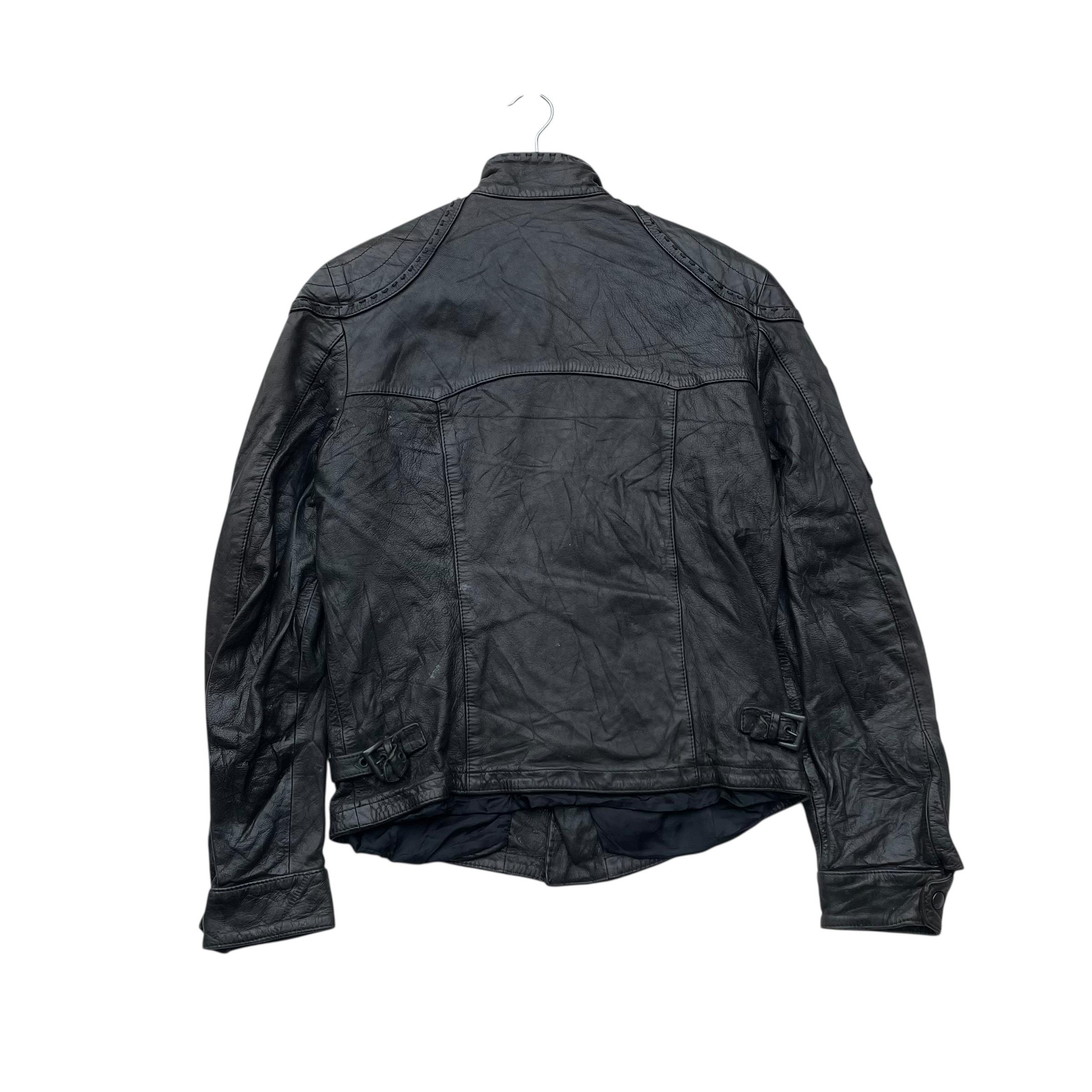 G.guaglianone Stitching Genuine Leather Biker Jacket - Etsy