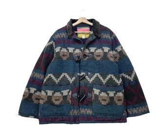 Vintage Santa Fe Trail Toggles Button Dual Pocket Native Jacket Made In Usa