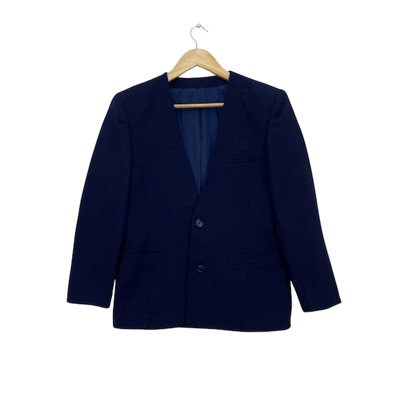 J.Press, Vintage J press Navy Blue Collarless Blazer Jacket