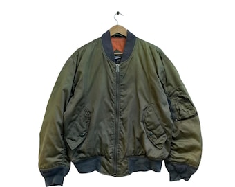 Vintage 80s 90s US Air Force Bomber Green Flight Jacket USAF