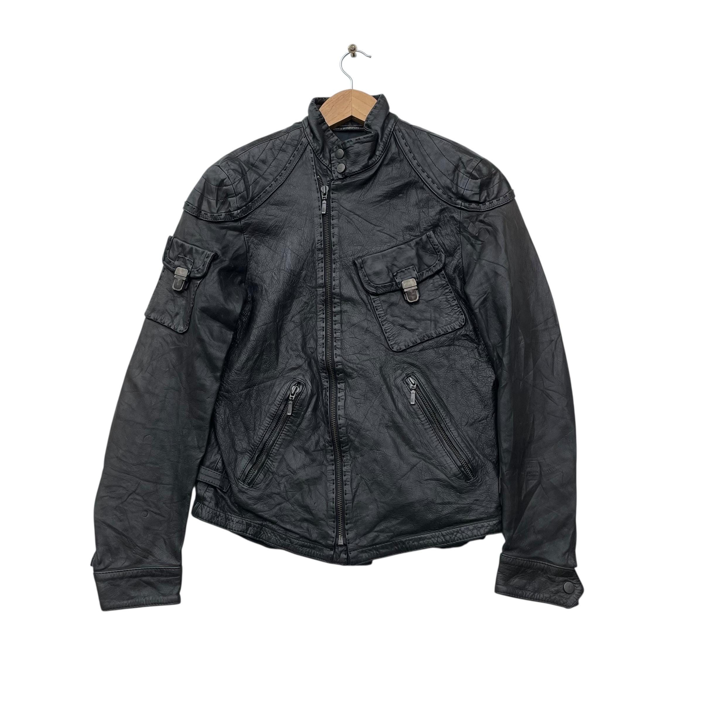 G.guaglianone Stitching Genuine Leather Biker Jacket - Etsy UK
