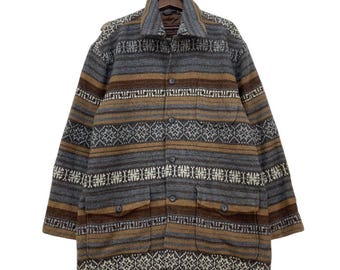 Veste vintage à imprimé aztèque, double poche, taille L
