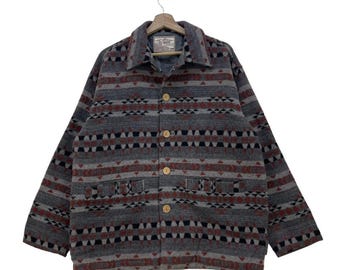 Veste imprimée indigène vintage C-Boy de marque japonaise fabriquée au Japon