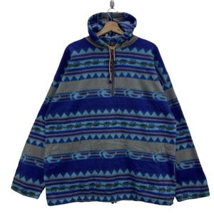 Vintage Klondyke Creek By Camays Aztec Anorak Pullover Hooded Made In New Zealand