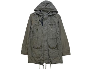 Vintage 90's Japanese Brand Corniche Denim Parka Jacket Size