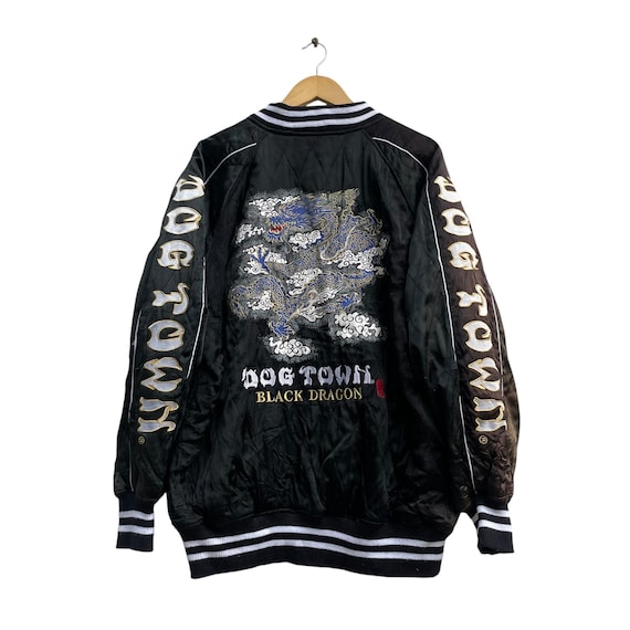 Vintage Dog Town Black Dragon Embroidered Logo Padded Sukajan