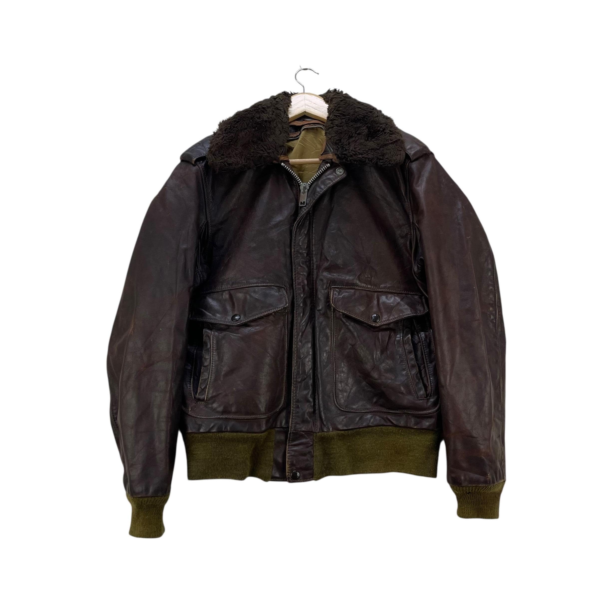 ジャケット・アウター 90s Sheep Leather A-2 G-1 flight Vintage G-1 Sheep Leather Down Jacket