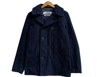 Vintage 90s SCHOTT USN 740 Military Peacoat Jacket Black Colour