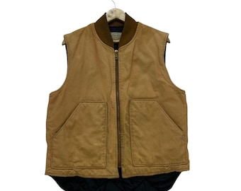 Vintage 90s CAT by Caterpillar Duck Canvas Workwear Vest Brown 
