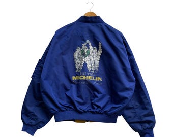 Vintage Swingster Michelin Racing Jacket Blue Yellow Zip Front Sz Vintage Swingster Michelin Racing Jacket Blue Yellow Zip Front Sz
