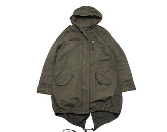 80s Military Fishtail Parka Trench Coat Olive Drab Medium - Etsy