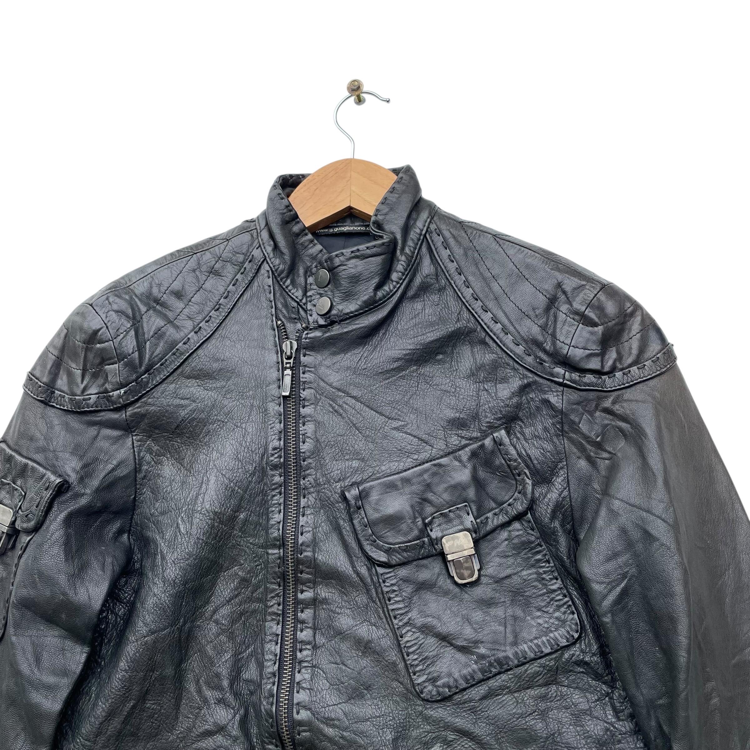 G.guaglianone Stitching Genuine Leather Biker Jacket - Etsy Denmark