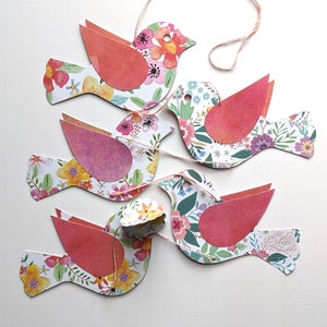 Floral Bird Vertical Bunting, Vertical Bird Garland, Spring Bird Garland, Garland, Floral Birds Bunting, Bird Decor, Gift For Mum