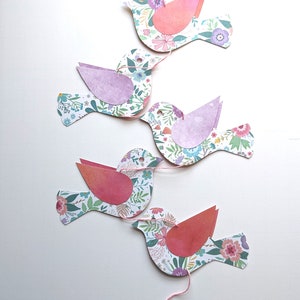 Floral Bird Vertical Bunting, Vertical Bird Garland, Spring Bird Garland, Garland, Floral Birds Bunting, Bird Decor, Gift For Mum
