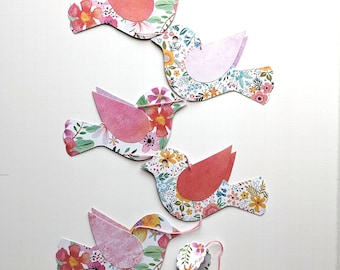 Floral Bird Vertical Bunting, Vertical Bird Garland, Spring Bird Garland, Garland, Floral Birds Bunting, Bird Decor, Gift For Mum