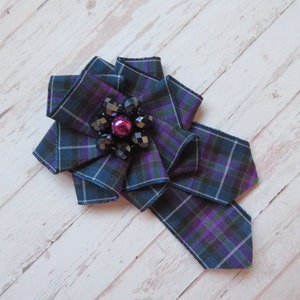 Pride of Scotland Tartan Ruffle Rozet Mini Broche Pin Paars Schotse Highland Plaid Lint Bruiloft Knoopsgat Corsage Cadeau - Op bestelling gemaakt