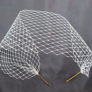 Ivory Narrow Classic Soft Veiling Bandeau Vintage Eye Veil Retro Wedding Bridal Brides Simple Veils with Grips - Finished to Order