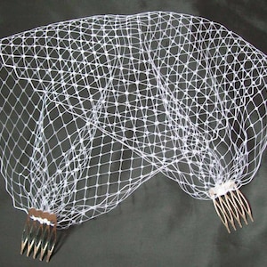 White Classic Vintage Style Veil Birdcage Bandeau Wedding Bridal Bride Communion Veils - Comb or Grip Attachment - Made to Order