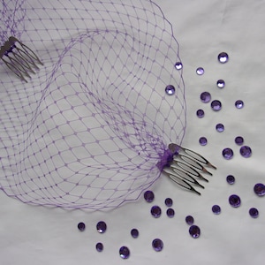 Purple Birdcage Veil Classic Classic Birdcage Bandeau Bridal Veil Ultraviolet - Burlesque Gothic Alternative Bride Wedding - Made to Order