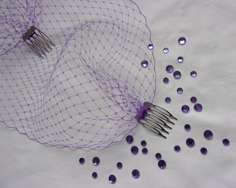 Purple Birdcage Veil Classic Classic Birdcage Bandeau Bridal Veil Ultraviolet - Burlesque Gothic Alternative Bride Wedding - Made to Order