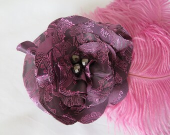Pink Lavender Ostrich Feather and Flower Damask Paisley  display picture 2