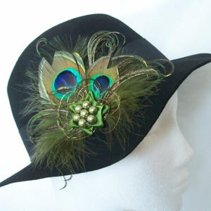 Peacock Hat Clip Vintage Rustic and Steampunk Country Style Feathers -Clips onto your own Hat Wedding Gift Gifts - Many Colours