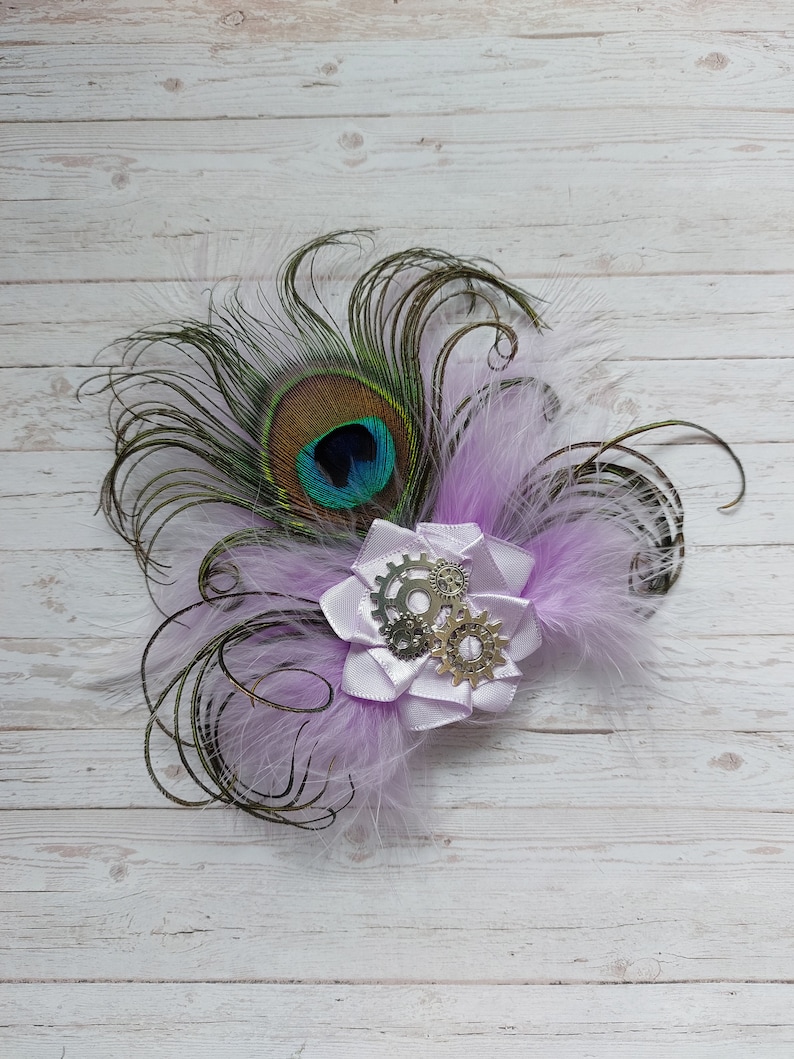 Peacock Hat Clip Vintage Rustic and Steampunk Country Style Feathers Clips onto your own Hat Wedding Gift Gifts Many Colours image 9