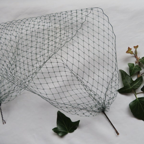 Dark Forest Bottle Green Veil Birdcage Bandeau Veils Burlesque Gothic Wedding Bridal Veils - Comb Attachment- Made to Order