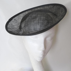Black Sinamay Medium Saucer Crown Hat Fascinator Base Millinery Wedding Ascot - Millinery Hat Supplies