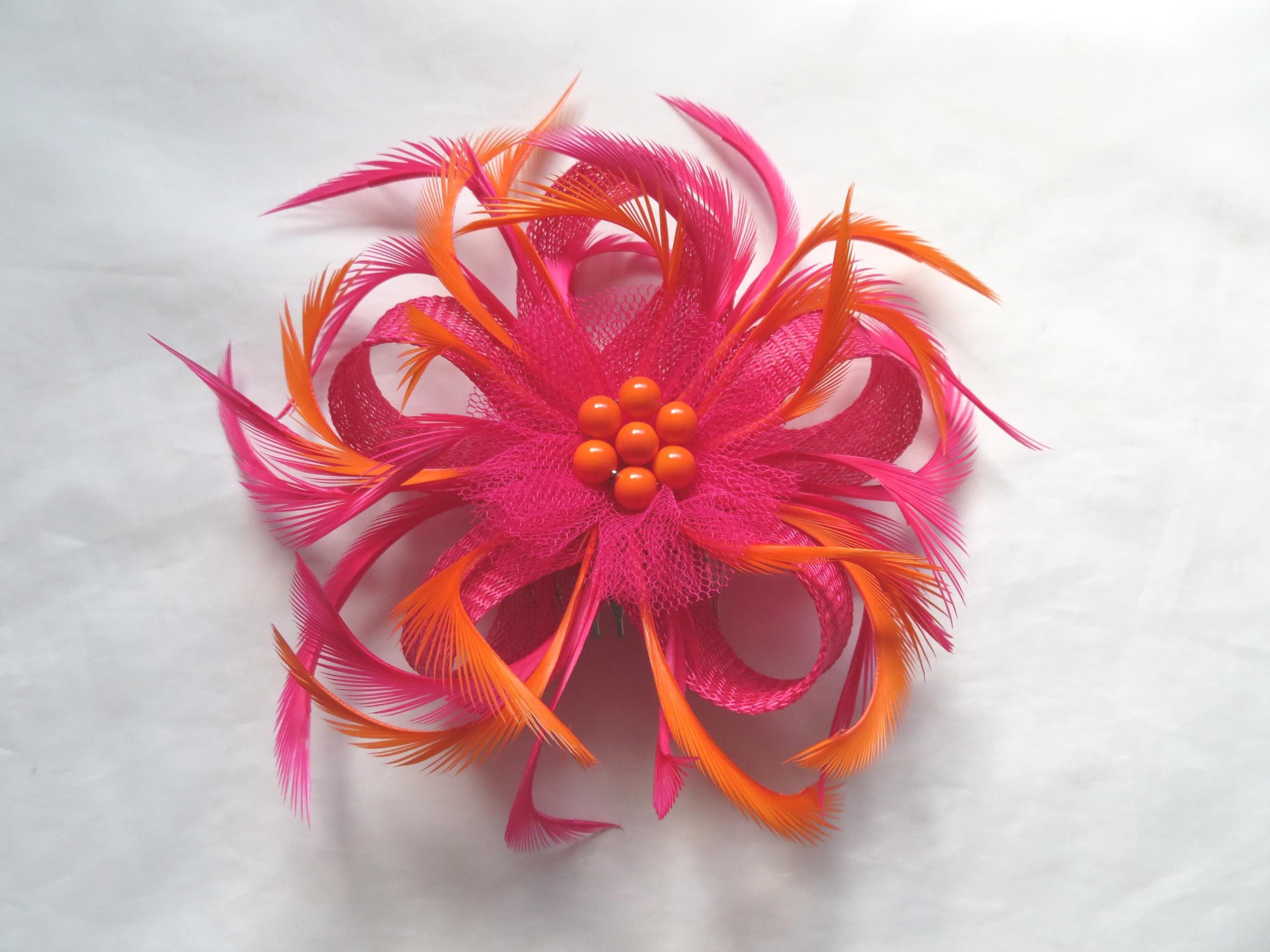 Pink and Orange Fascinator - Etsy