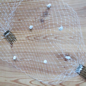 Ivory Spot Veil - Spotted Classic Vintage Birdcage Bandeau Blusher Brides Bridal Wedding Retro Communion Veils - Made to Order
