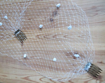Ivory Spot Veil - Spotted Classic Vintage Birdcage Bandeau Blusher Brides Bridal Wedding Retro Communion Veils - Made to Order
