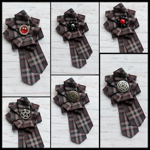 Silver Pride of Scotland Tartan Ruffle Rosette Mini Brooch Pin Scottish Highland Plaid Ribbon Wedding Buttonhole Corsage Gift- Made to Order
