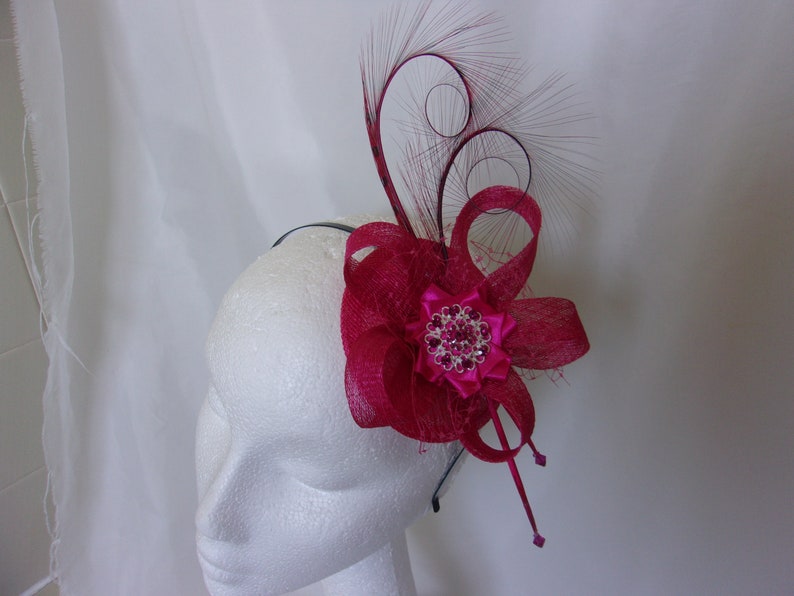 Cerise Pink Fascinator Bright Hot Fuchsia Pinks Curl Feather Etsy UK