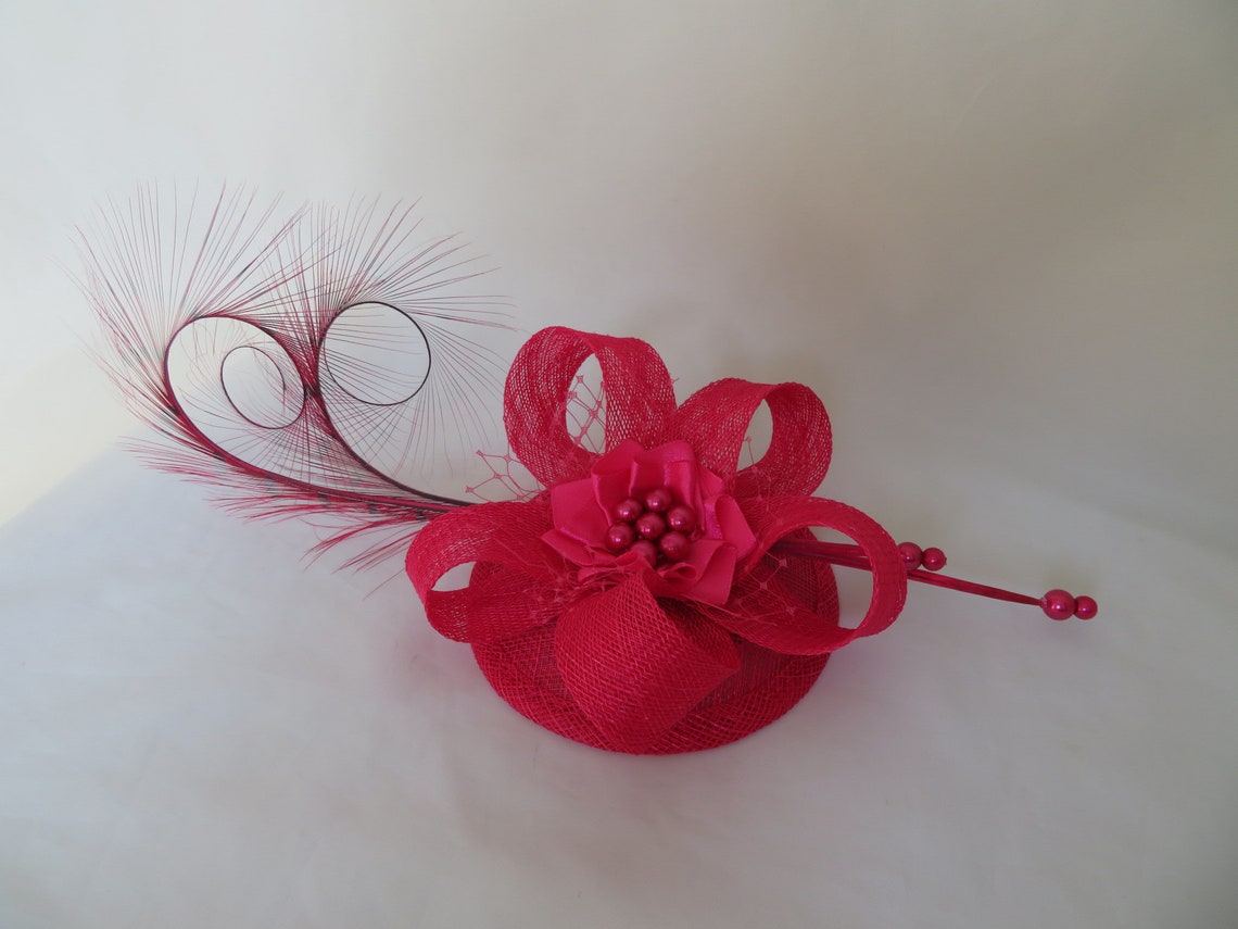 Cerise Pink Fascinator Bright Hot Fuchsia Pinks Curl Feather Etsy UK