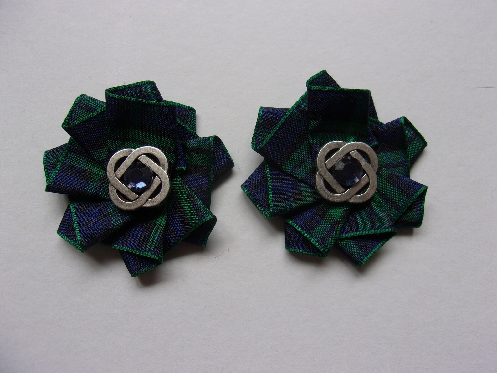 Celtic Black Watch Tartan Shoe Clips Navy Blue and Green Etsy